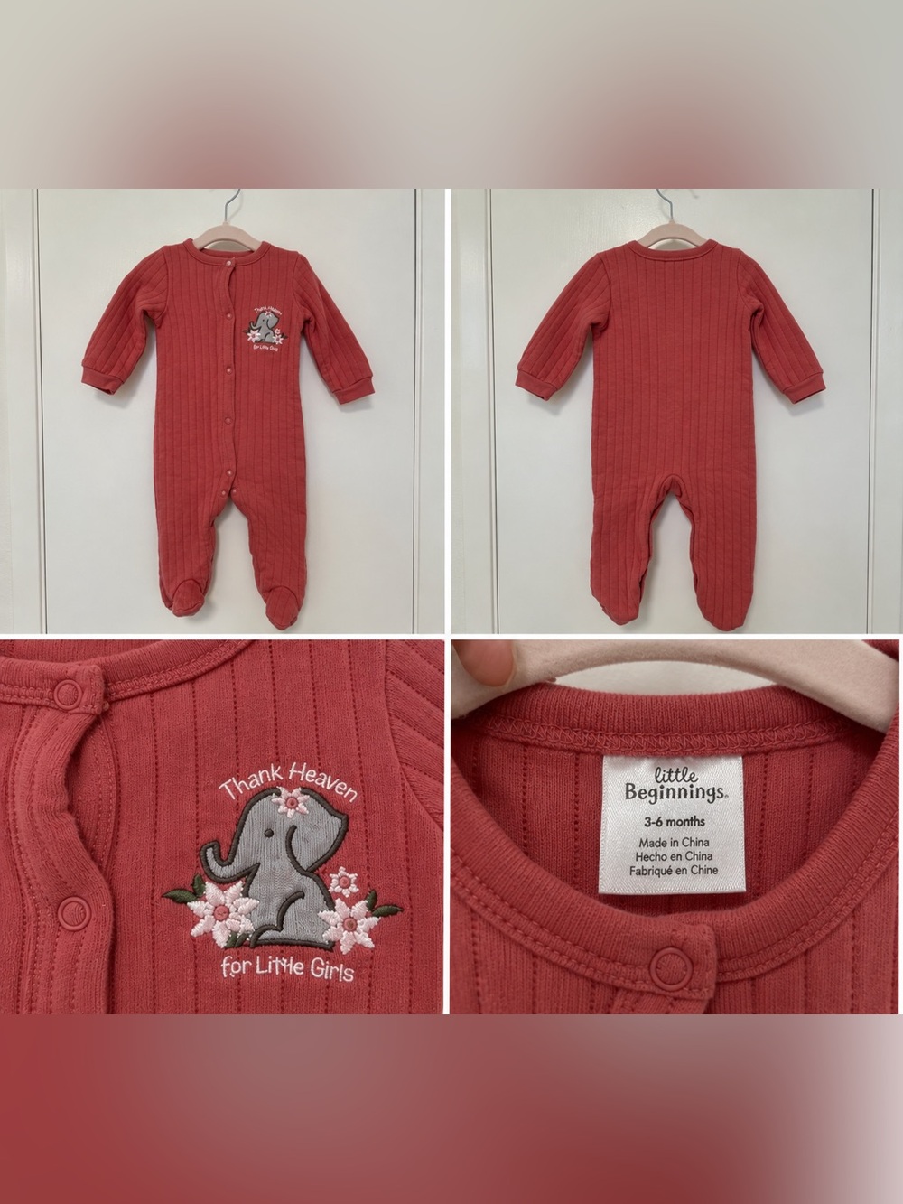 4 pieces/onesies Baby Girl 3–6M Footed Sleeper Bundle